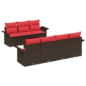 vidaXL Ensemble de canapé de jardin 8 Pièces Marron Poly rotin