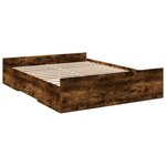vidaXL Cadre de lit à tiroirs chêne fumé 160x200 cm bois d'ingénierie