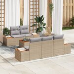 vidaXL Ensemble de Canapés de Jardin 6 Pièces avec Coussins Beige Poly Rattan Acacia