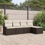 vidaXL Ensemble de salle à manger pour jardin 5 Pièces Marron  Crème