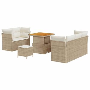 vidaXL Ensemble de canapé de jardin 8 Pièces Beige polyrotin