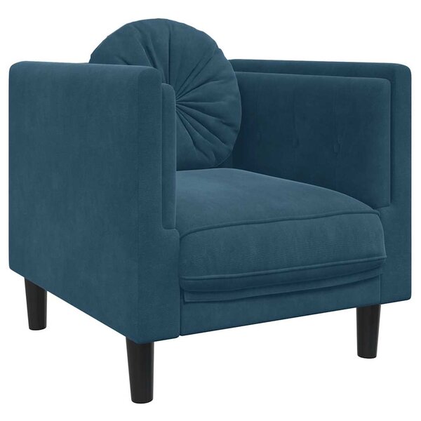 vidaXL Fauteuil avec coussin bleu velours