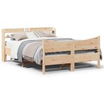 vidaXL Cadre de lit avec tête de lit 120x200 cm bois de pin massif