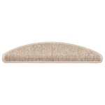 vidaXL Tapis d'escalier 15 pièces 56 x 17 x 3 cm Beige clair Demi-rond