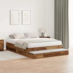 vidaXL Cadre de lit avec rangement Bois ancien 226 5 x 140 x 31 5 cm