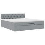 vidaXL Lit ottoman avec matelas et LED Gris clair 180x200 cm tissu