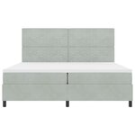 Lit avec sommier à ressorts et matelas LED gris clair 200x200 cm en velours