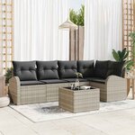 vidaXL Ensemble de canapé de jardin 6 Pièces Gris clair Poly rotin