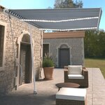 vidaXL Auvent automatique capteur de vent/LED 350x250 cm Bleu et blanc