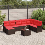 vidaXL Ensemble de canapé de jardin 9 Pièces Marron Poly rotin