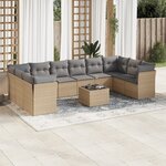 vidaXL Salon de jardin 11 Pièces avec coussins beige résine tressée