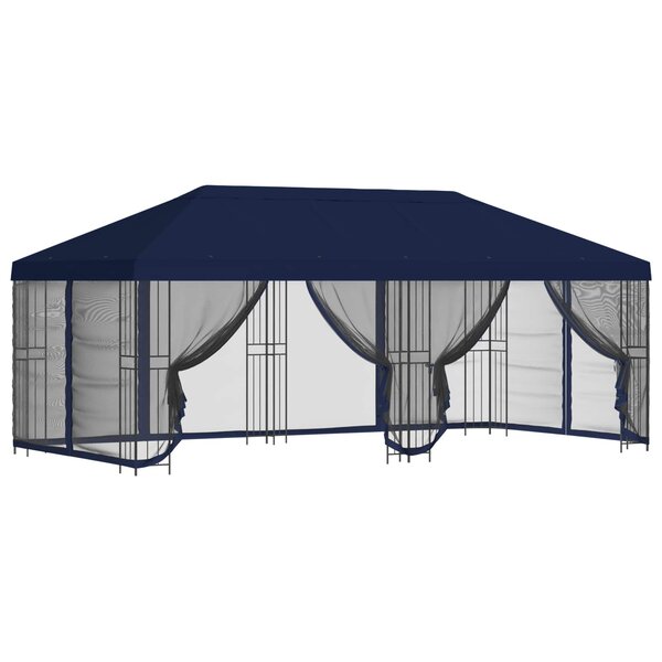 vidaXL Gazebo avec murs latéraux 6 x 3 m Bleu Polyester et Acier 190