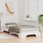 vidaXL Cadre de lit surélevé avec stockage Blanc bois