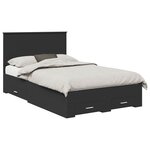 vidaXL Cadre de lit avec tiroir Noir 135 x 190 cm Bois d'ingénierie
