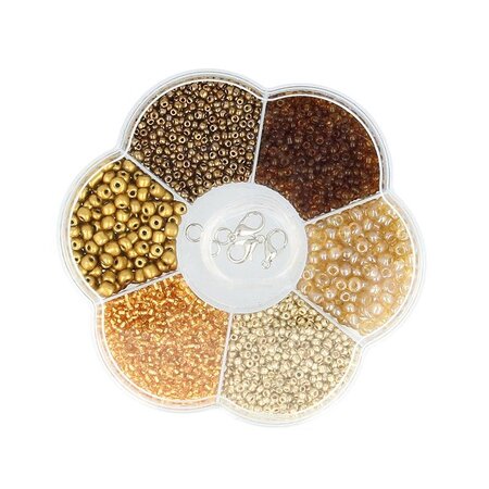 Assortiment de perles en plastique marron - 130 g