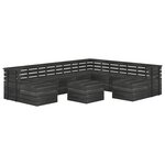 vidaXL Salon palette de jardin 11 Pièces Bois de pin massif Gris foncé