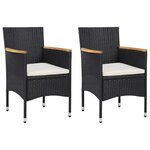 vidaXL Ensemble à dîner de jardin avec coussins 3 Pièces poly rotin noir