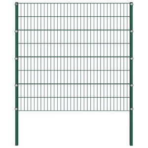 vidaXL Panneau de clôture avec poteaux Fer 1 7 x 1 6 m Vert