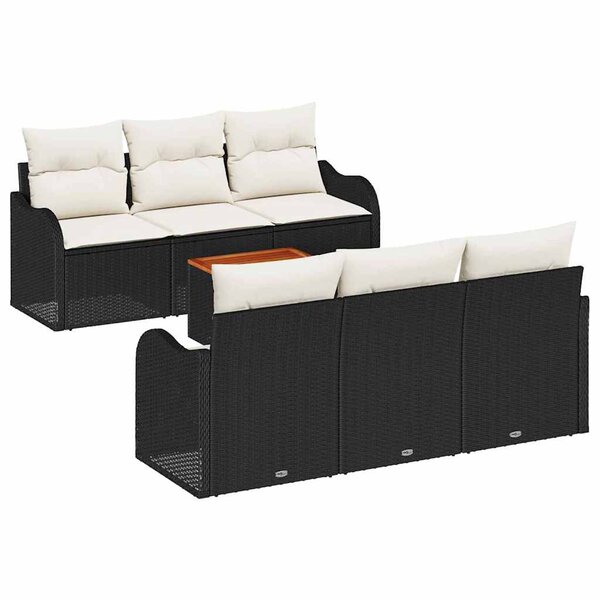 vidaXL Ensemble de canapé de jardin 7 Pièces Noir Poly rotin
