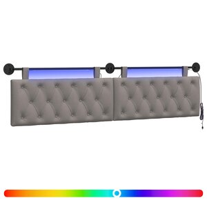 vidaXL Tête de lit suspendue Avec lumière LED Taupe Tissu