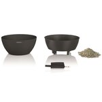 LECHUZA Jardinière CUBETO Stone 30 ALL-IN-ONE noir graphite 13832