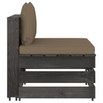 vidaXL Salon de jardin 3 Pièces avec coussins Bois imprégné de gris