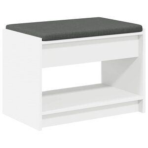 vidaXL Banc d'entrée Blanc 63 x 38 x 45 cm Bois Ingénierie et Tissu