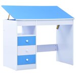 Bureau table poste de travail meuble d'ordinateur informatique étude pour enfants Inclinable Bleu et bleu 02_0023932