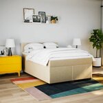 vidaXL Sommier à lattes de lit avec matelas Crème 160x200 cm Tissu