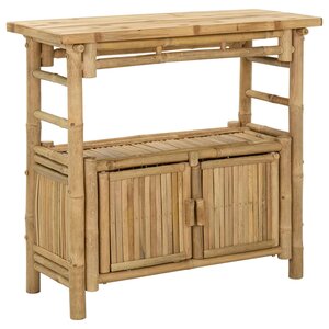 vidaXL Table console avec étagère Naturel 80 x 35 x 75 cm Bambou
