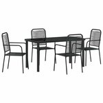 vidaXL Ensemble de salle à manger pour jardin 5 Pièces Noir