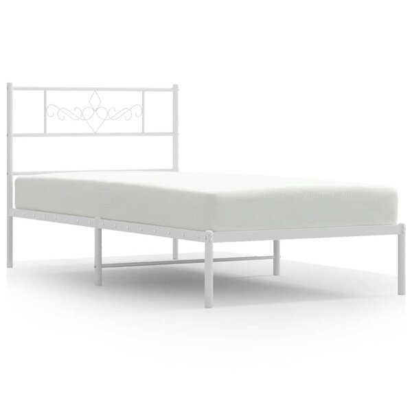 vidaXL Cadre de lit métal sans matelas et tête de lit blanc 100x190 cm