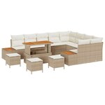 vidaXL Ensemble de canapé de jardin avec coussin Beige Poly rotin