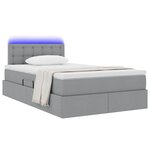 vidaXL Lit de rangement LED avec matelas Gris clair 120 x 190 cm Tissu