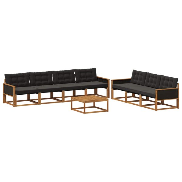 vidaXL Ensemble de canapés d'extérieur 8 Pièces Naturel et noir