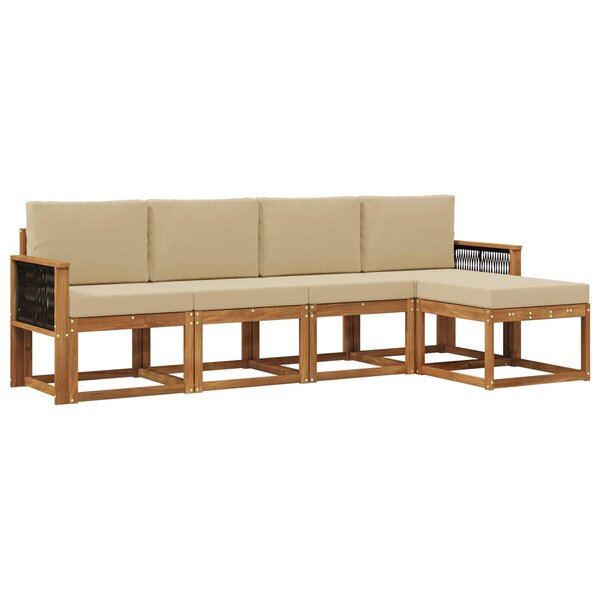 vidaXL Ensemble de canapés d'extérieur 5 Pièces Naturel et Beige