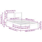 vidaXL Cadre de lit Gris foncé 135 x 190 cm Pin massif