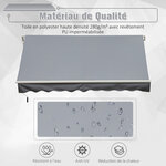 Store banne manuel rétractable aluminium polyester imperméabilisé 3 5L x 2 5l m gris