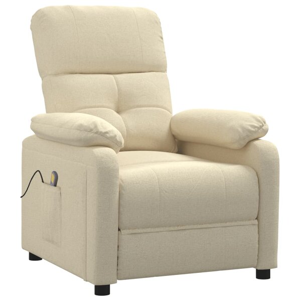 vidaXL Fauteuil de massage Crème Tissu