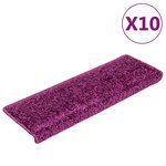 vidaXL Tapis d'escalier 10 pièces 65 x 21 x 4 cm Violet Bord rectangulaire
