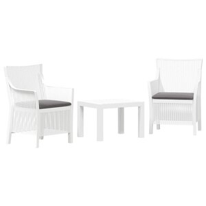 vidaXL Ensemble salon avec coussin 3 Pièces Blanc PP
