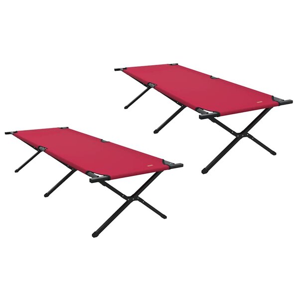 vidaXL Lit de camping pliant 2 pc Rouge 210 x 80 x 46 cm Tissu Oxford