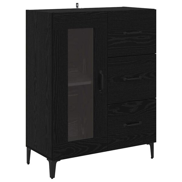 vidaXL Buffet Chêne noir 69 5 x 34 x 90 cm Bois d'ingénierie et fer