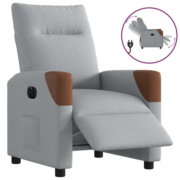 vidaXL Fauteuil inclinable électrique Gris clair Tissu
