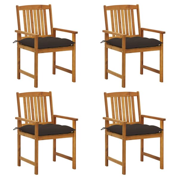 vidaXL Chaises de jardin avec coussins lot de 4 Bois d'acacia massif