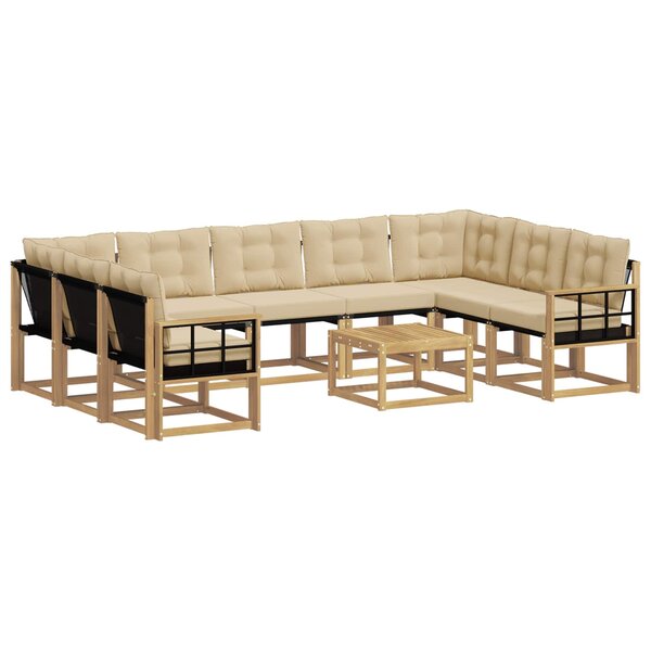 vidaXL Ensemble de canapés d'extérieur 10 pc Blanc et Beige