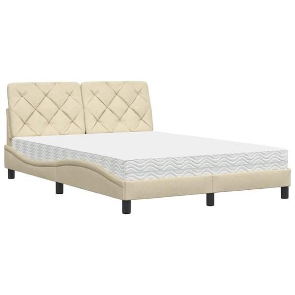 vidaXL Lit avec matelas crème 120x200 cm tissu
