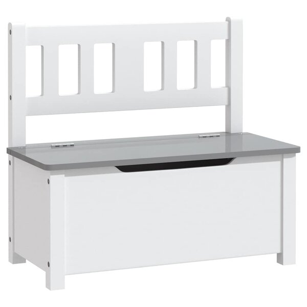 vidaXL Banc de rangement pour enfants Blanc et gris 60x30x55 cm MDF