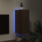 vidaXL Meuble TV mural avec lumières LED chêne marron 30 5x35x70 cm