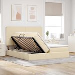 vidaXL Lit de Rangement avec tête de lit Crème 180 x 200 cm Tissu